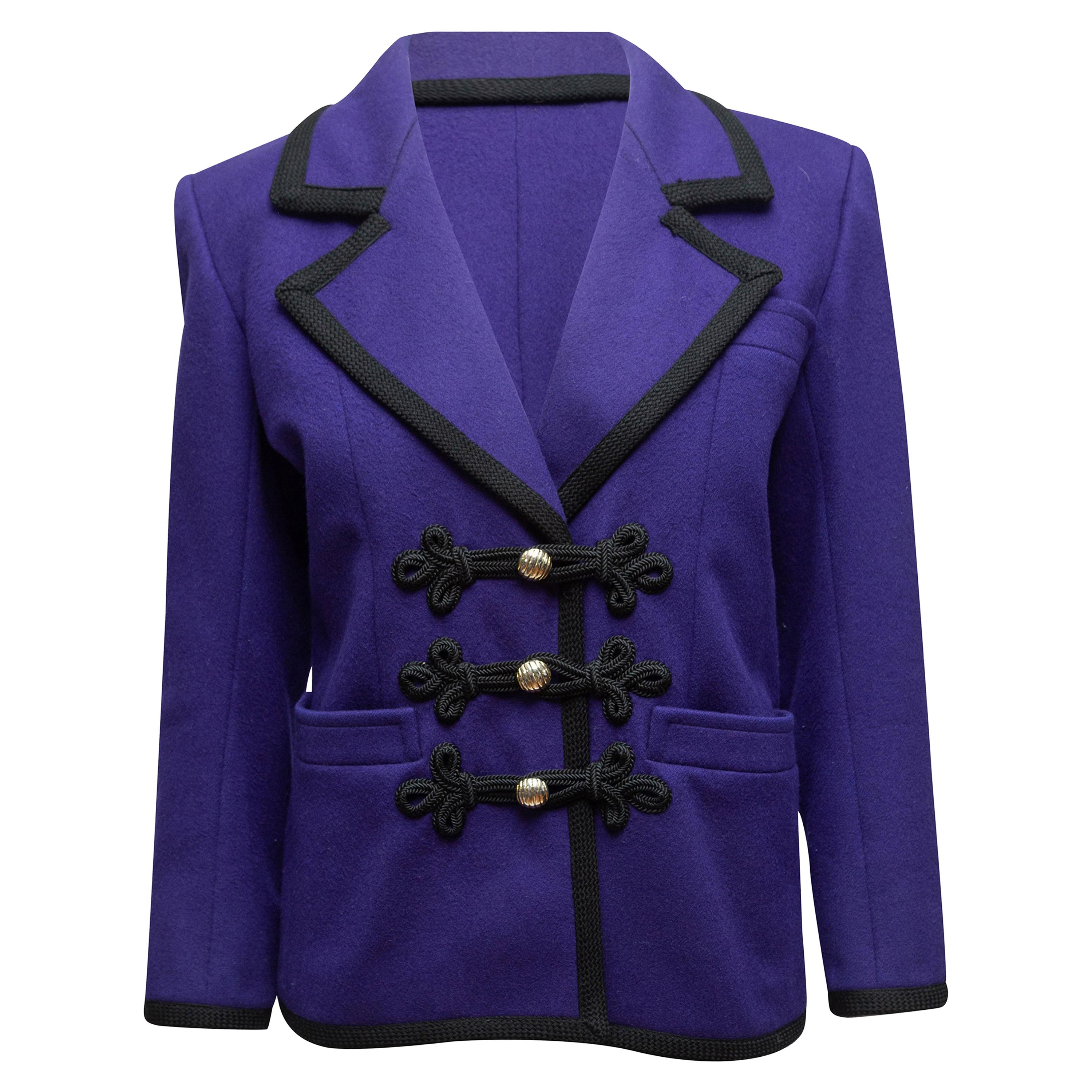 Yves Saint Laurent Purple & Black Wool Blazer