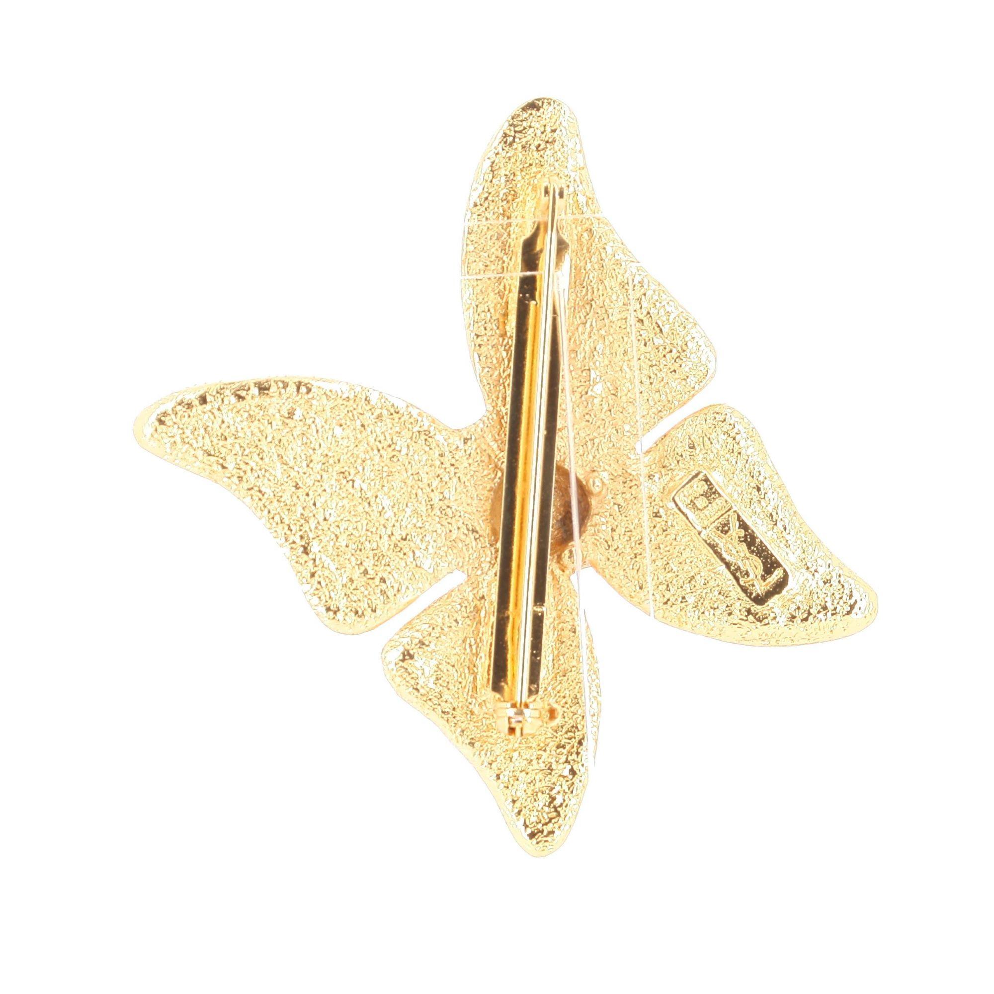 Yves Saint Laurent Purple Butterfly Brooch In Good Condition For Sale In PARIS, FR