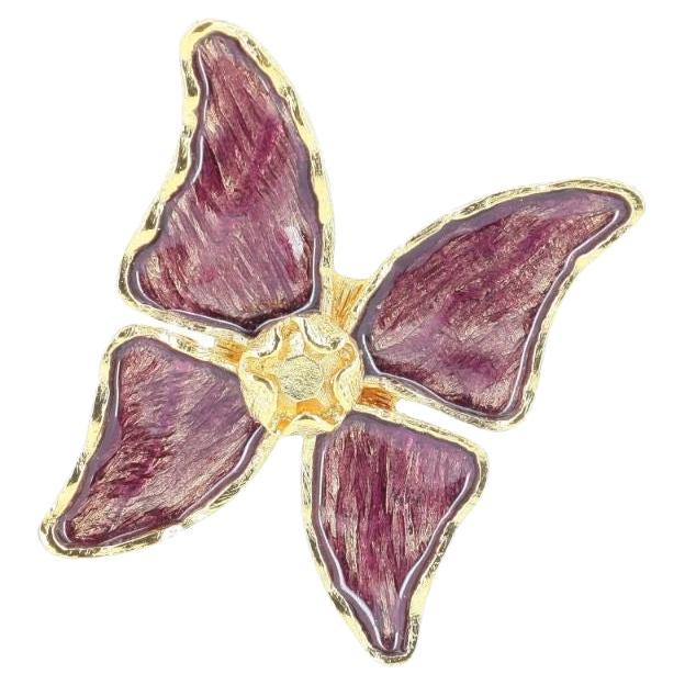 Yves Saint Laurent Purple Butterfly Brooch For Sale