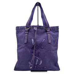 Yves Saint Laurent Lila Canvas Logo Kahala Tote Einkaufstasche
