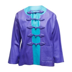 Yves Saint Laurent Purple & Cerulean Fall/Winter 1993 Leather Jacket