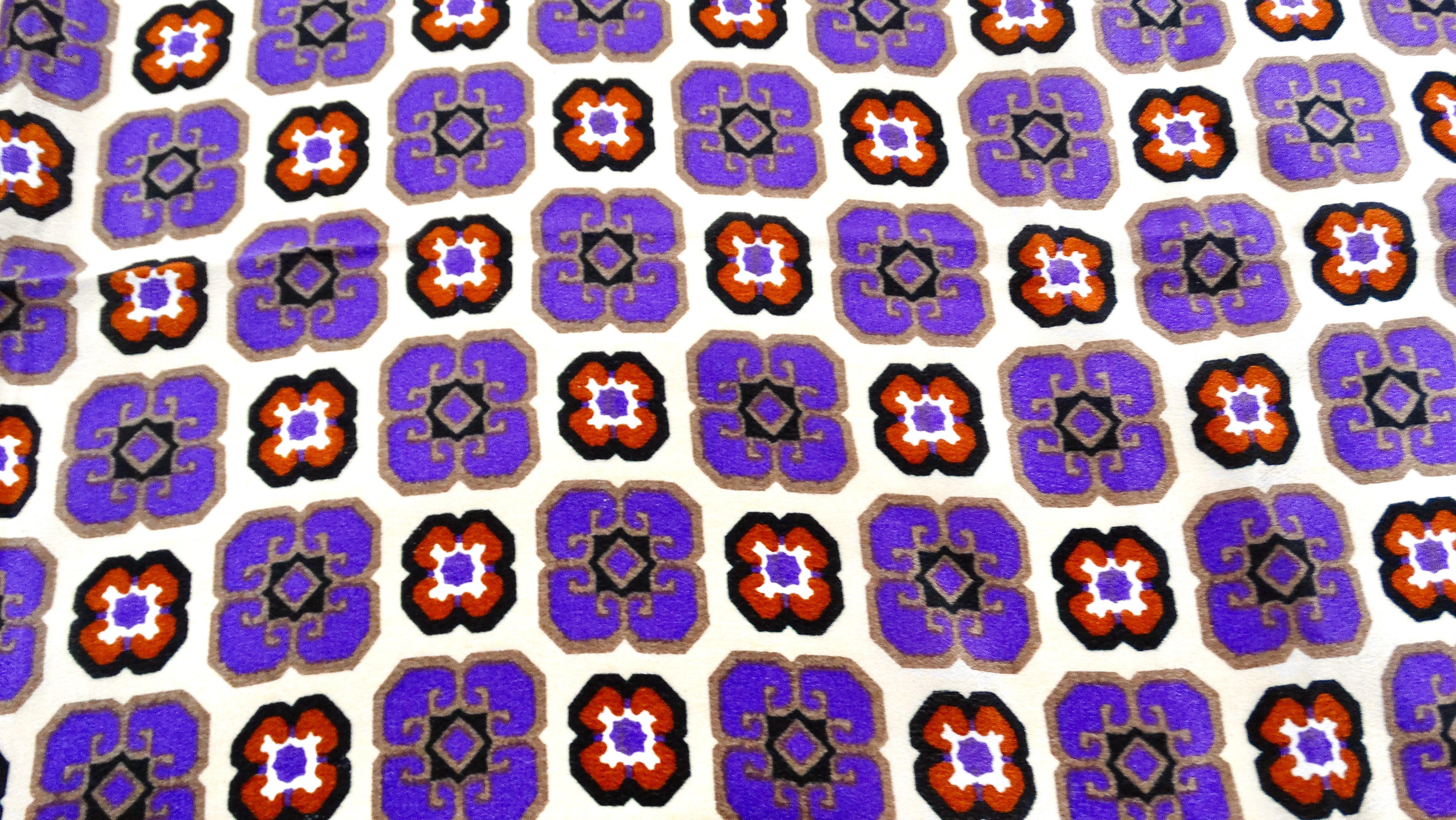 Gray Yves Saint Laurent Purple Floral Print Silk Scarf circa 80's For Sale