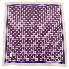 Yves Saint Laurent Purple Floral Print Silk Scarf circa 80's