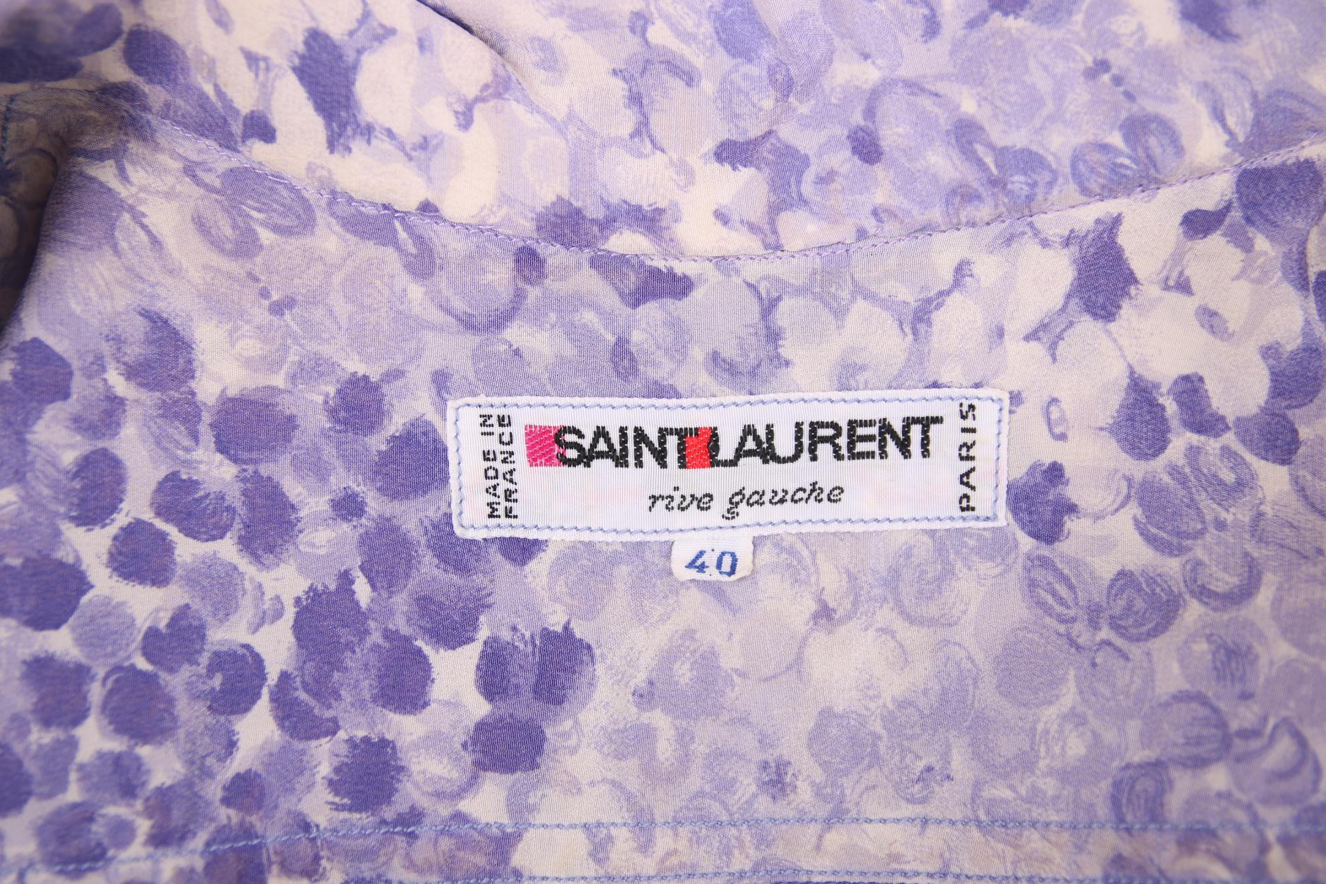 Yves Saint Laurent Purple Floral Silk Day Dress 1970's For Sale 2