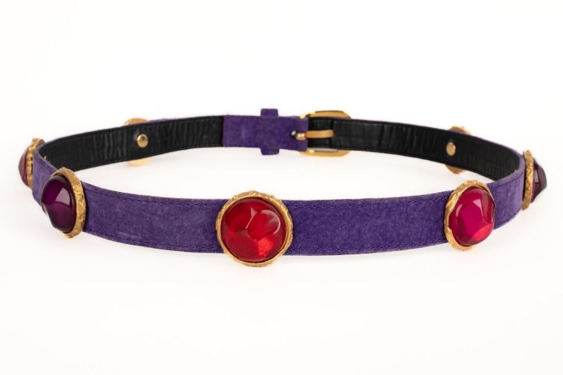 Yves Saint Laurent Purple Inside-out Belt In Excellent Condition In SAINT-OUEN-SUR-SEINE, FR