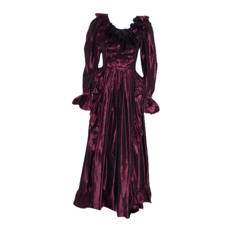 Yves Saint Laurent Purple Iridescent Silk Taffeta Gown, Circa 1970's For Sale