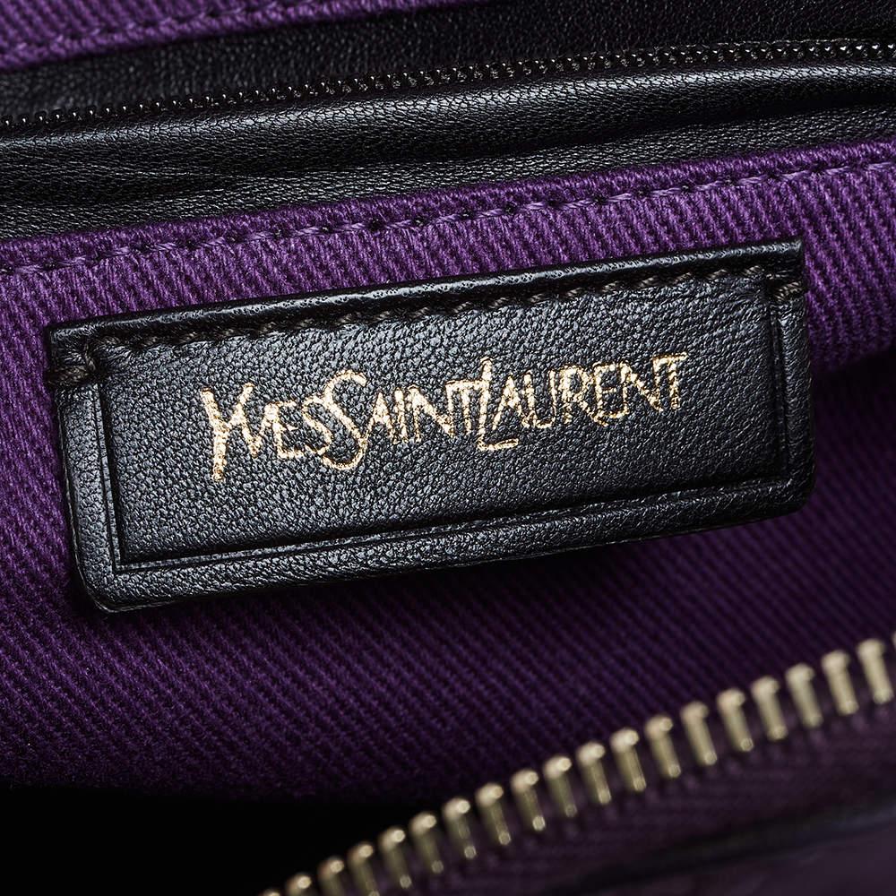 Yves Saint Laurent Purple Leather and Canvas Cabas Muse Two Tote For Sale 5