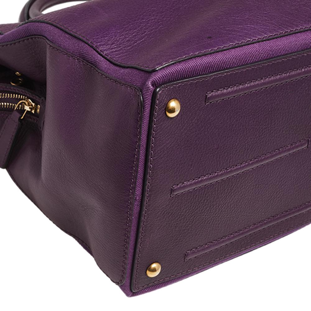 purple leather tote