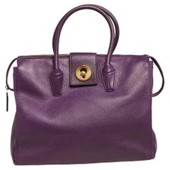 Yves Saint Laurent Purple Leather and Canvas Cabas Muse Two Tote