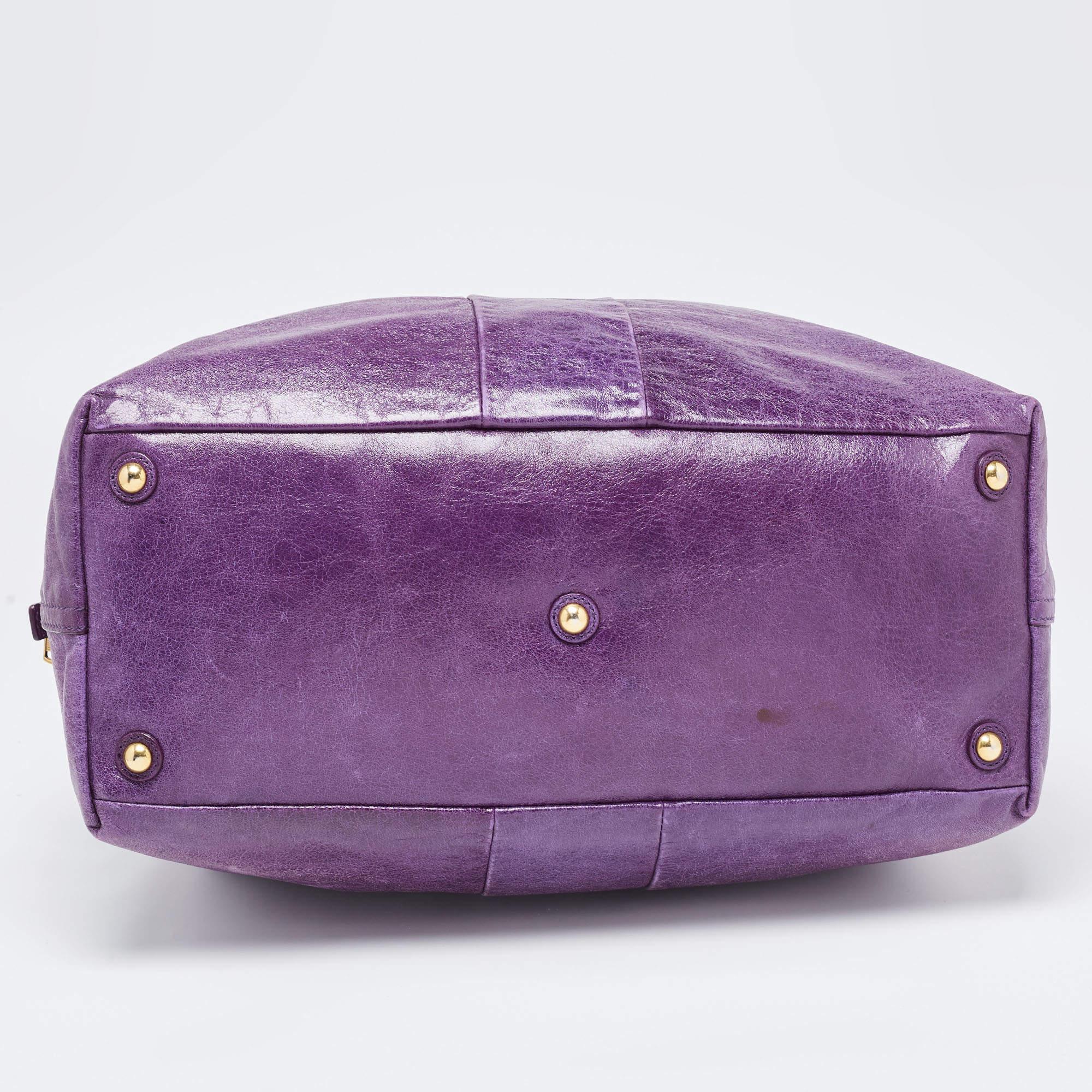 Women's Yves Saint Laurent Purple Leather Easy Y Satchel
