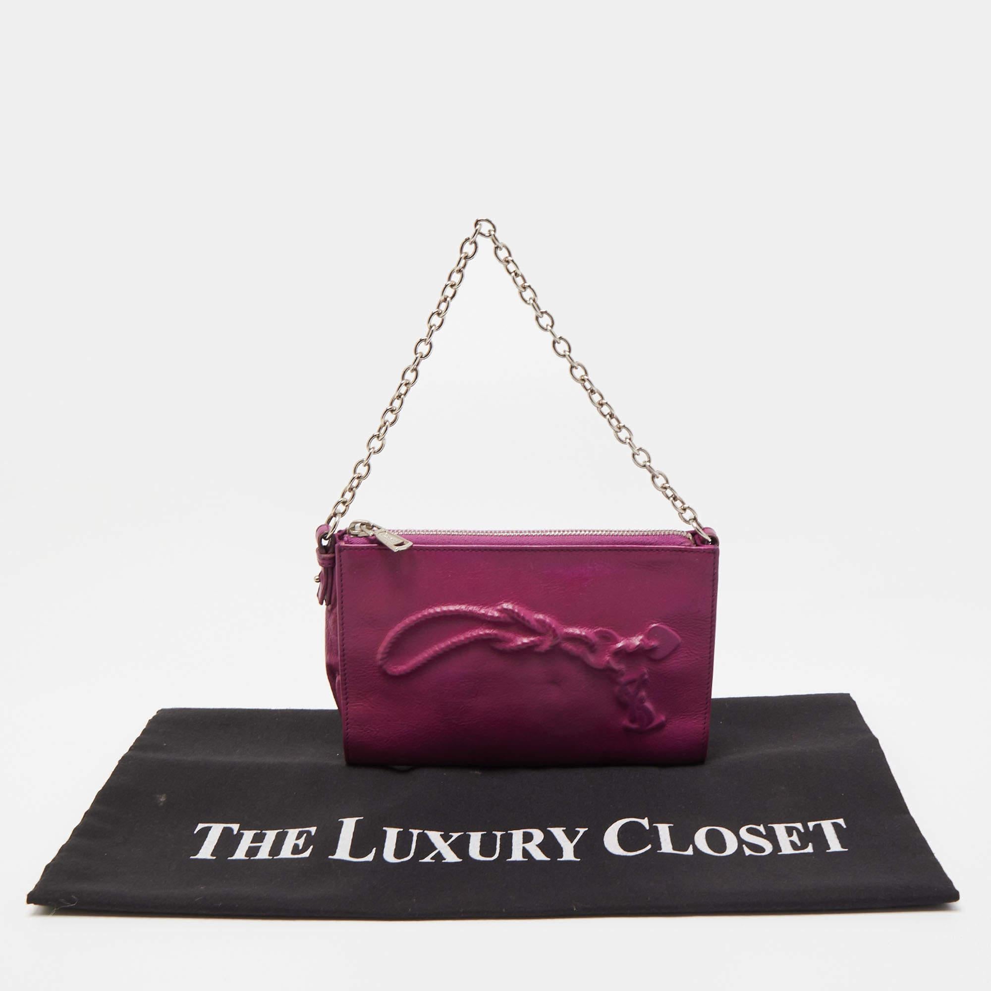 Yves Saint Laurent Purple Leather Mini Charms Clutch Bag 7