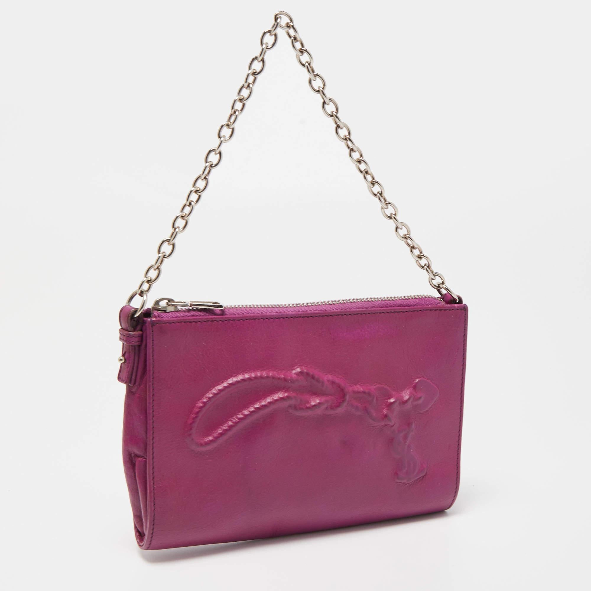 Yves Saint Laurent Purple Leather Mini Charms Clutch Bag 1
