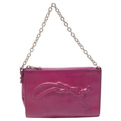 Yves Saint Laurent Purple Leather Mini Charms Clutch Bag