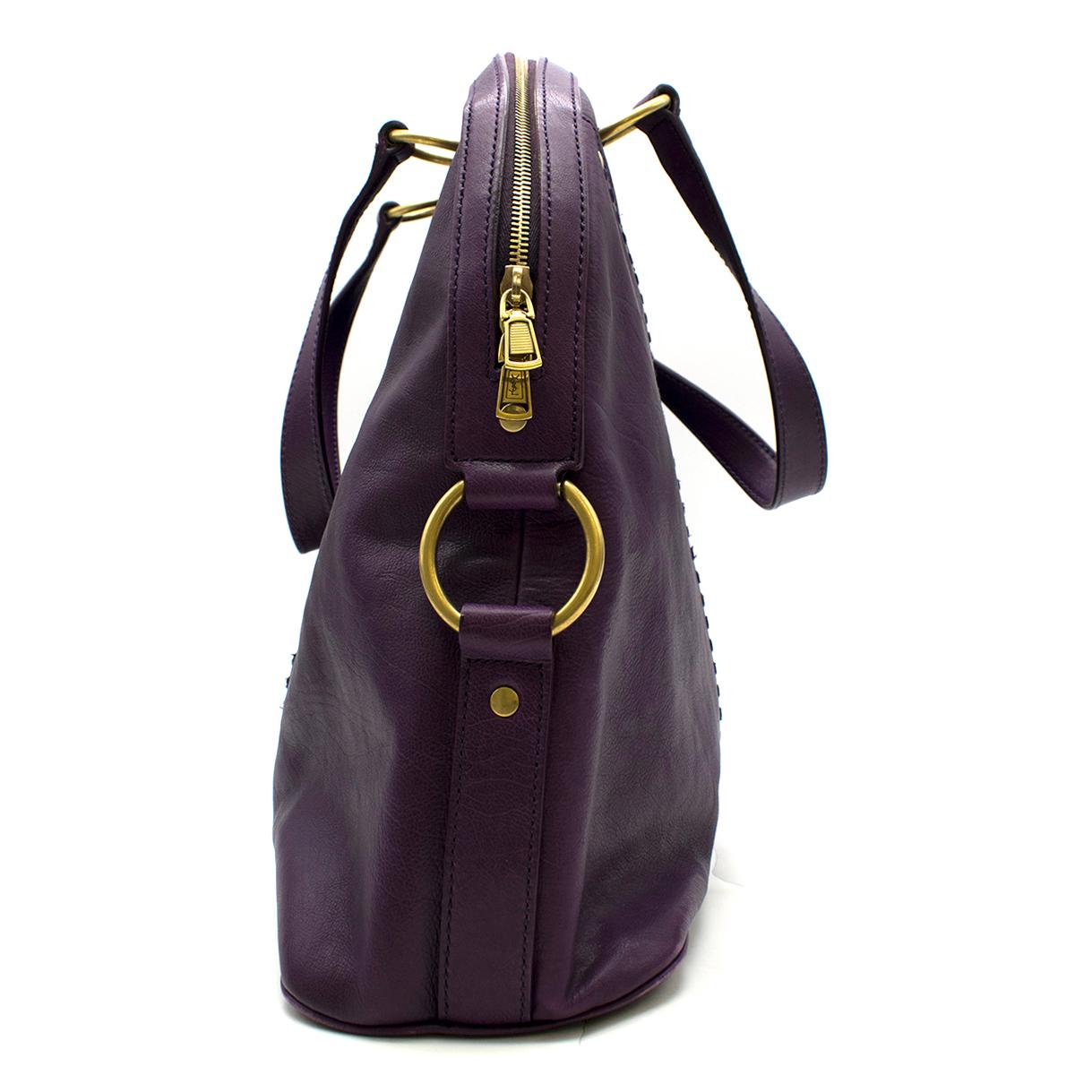 Black Yves Saint Laurent Purple Leather Muse Bag 