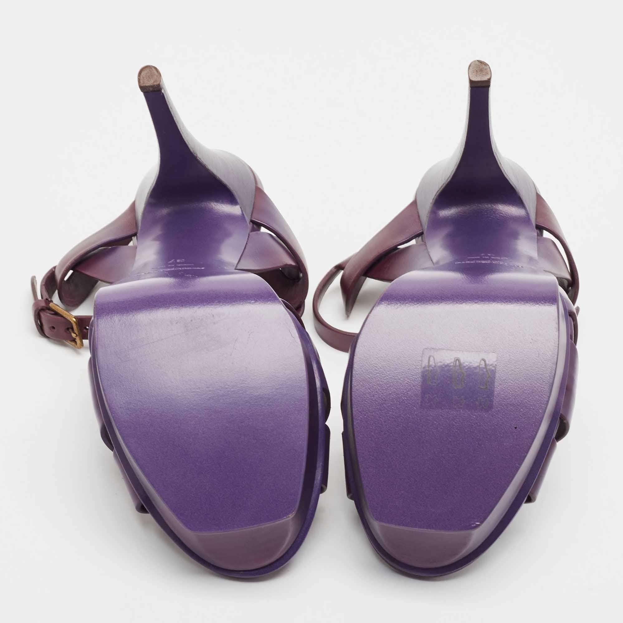 Yves Saint Laurent Purple Leather Tribute Sandals Size 37 1