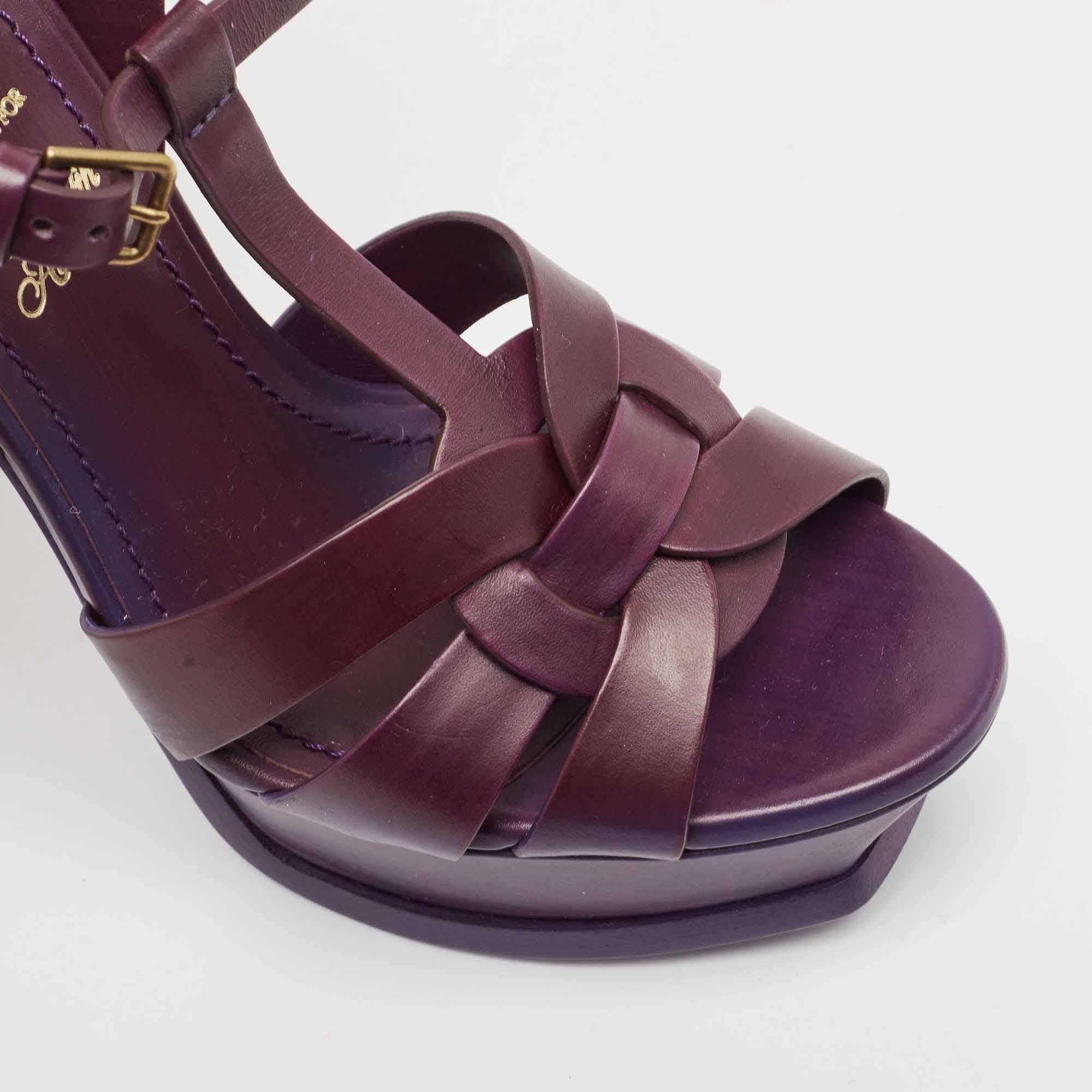 Yves Saint Laurent Purple Leather Tribute Sandals Size 37 2