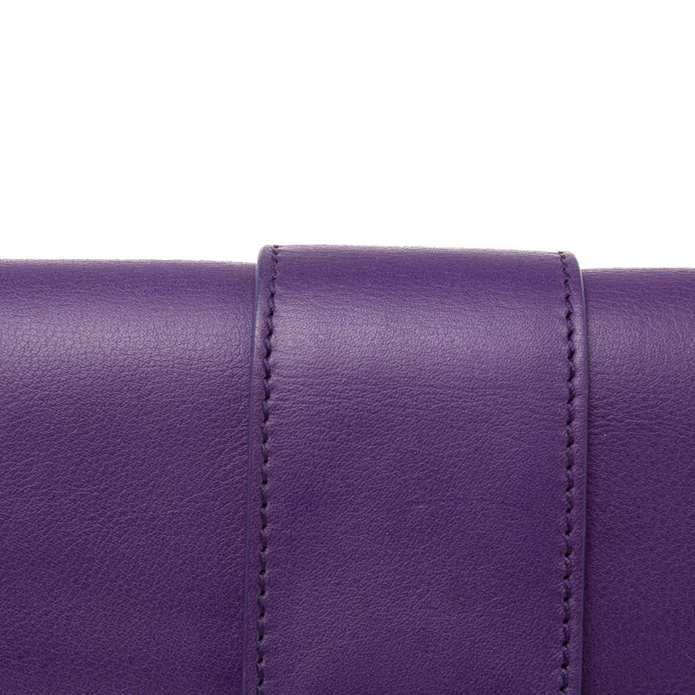 Gray Yves Saint Laurent Purple Leather Y-Ligne Clutch
