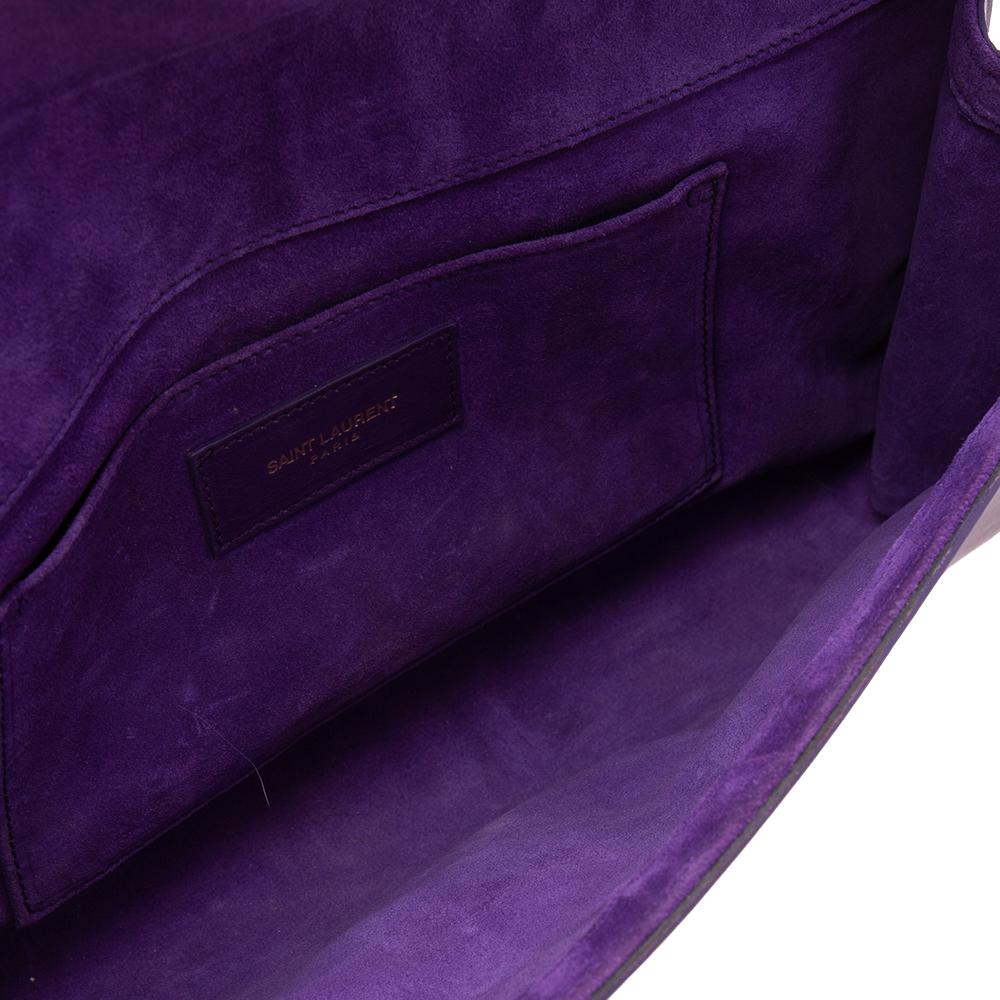 Women's Yves Saint Laurent Purple Leather Y-Ligne Clutch