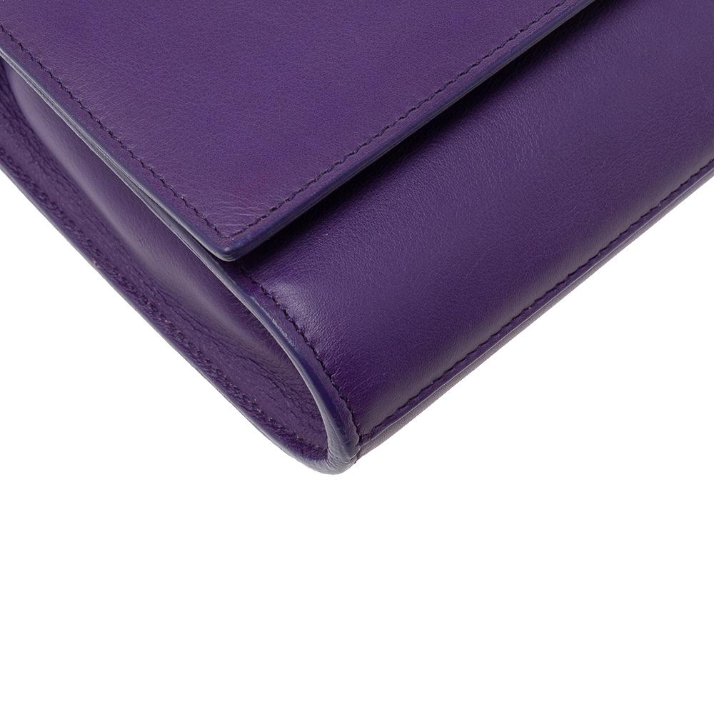 Yves Saint Laurent Purple Leather Y-Ligne Clutch 1