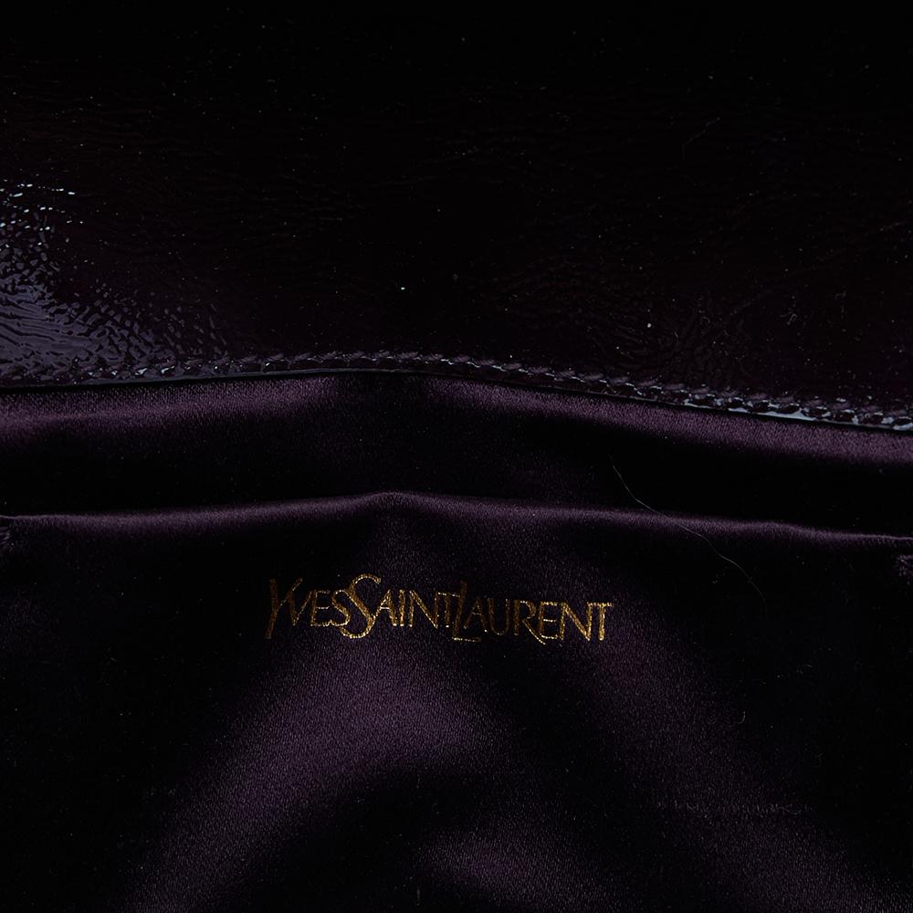 Women's Yves Saint Laurent Purple Patent Leather Belle De Jour Clutch