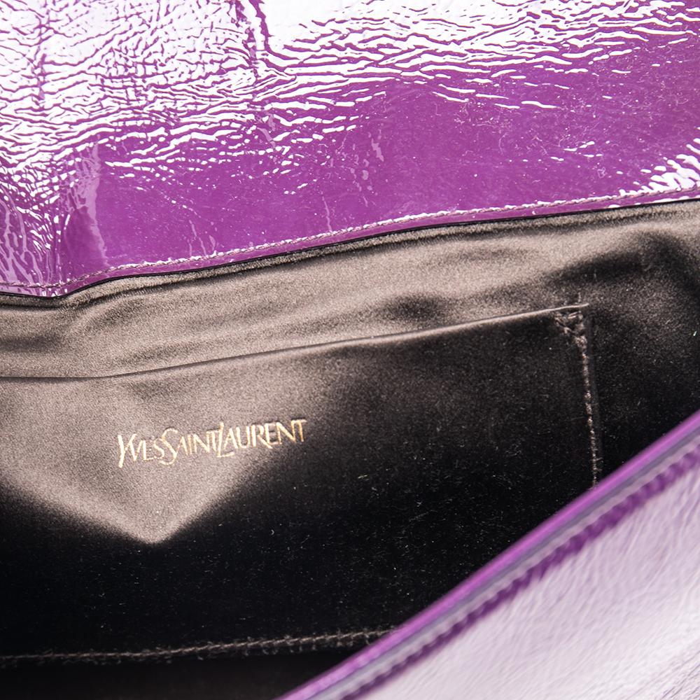 Yves Saint Laurent Purple Patent Leather Belle De Jour Flap Clutch 2
