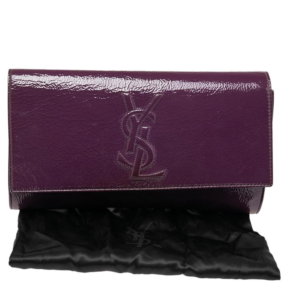 Yves Saint Laurent Purple Patent Leather Belle De Jour Flap Clutch 4