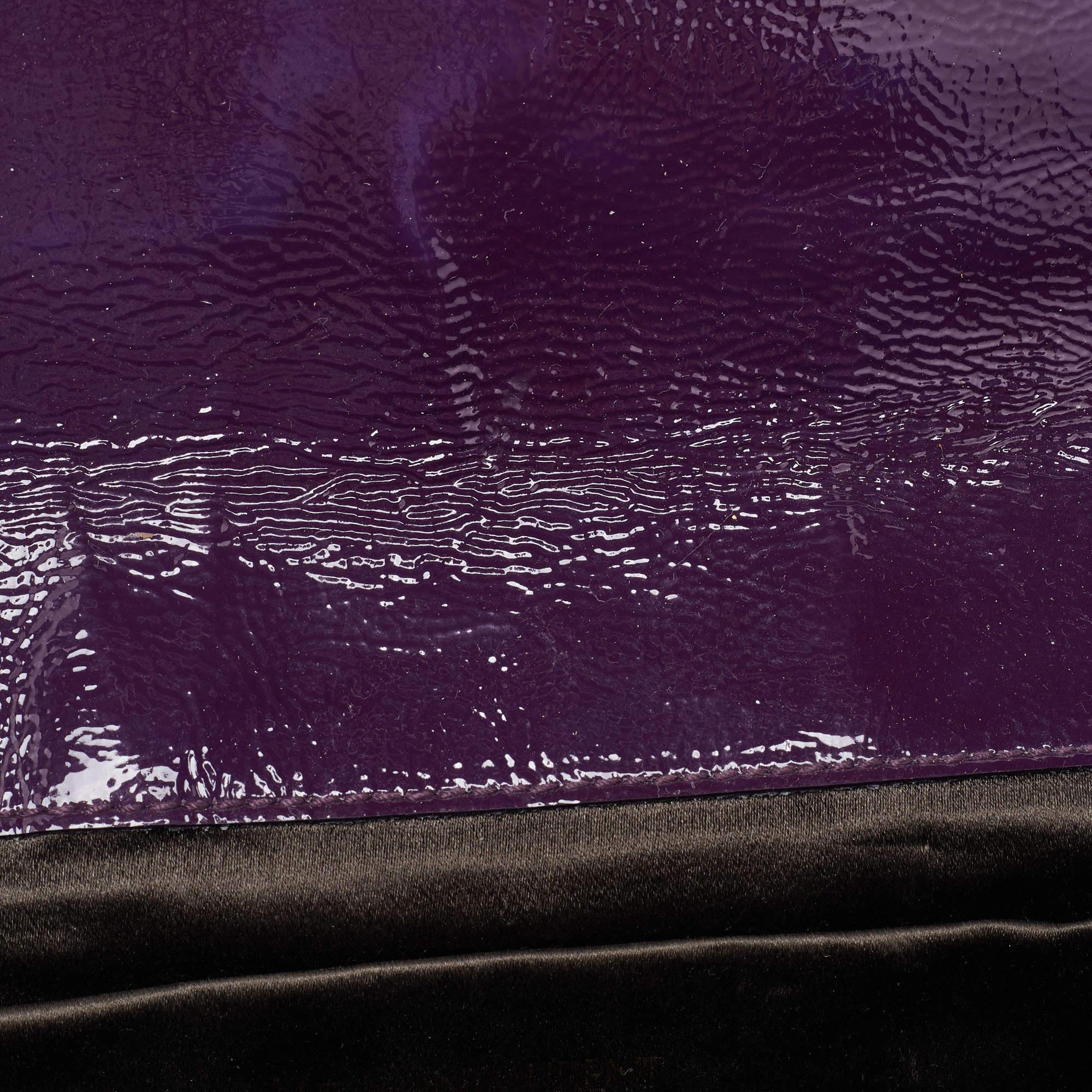 Yves Saint Laurent Purple Patent Leather Belle De Jour Flap Clutch For Sale 8