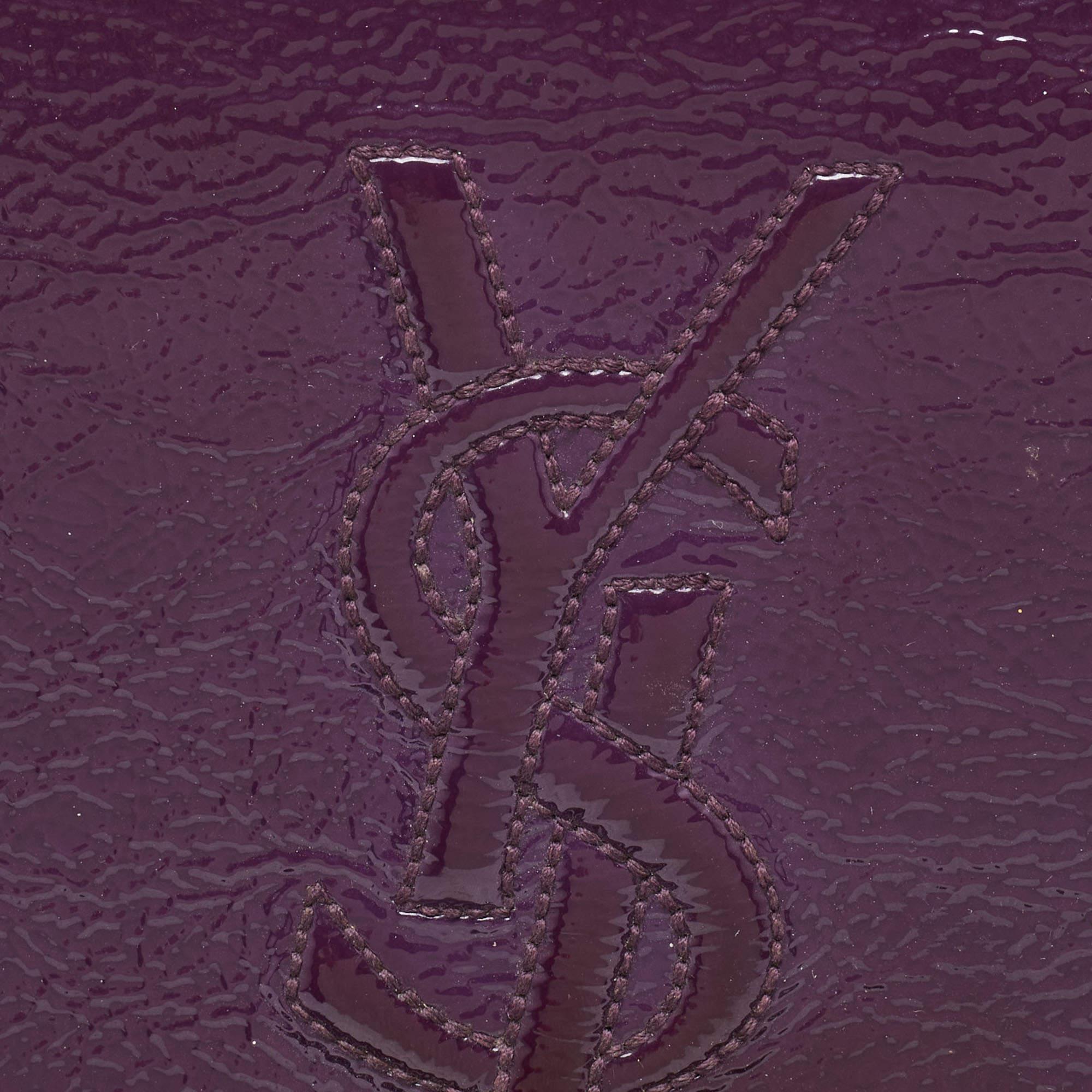 Yves Saint Laurent Purple Patent Leather Belle De Jour Flap Clutch For Sale 3