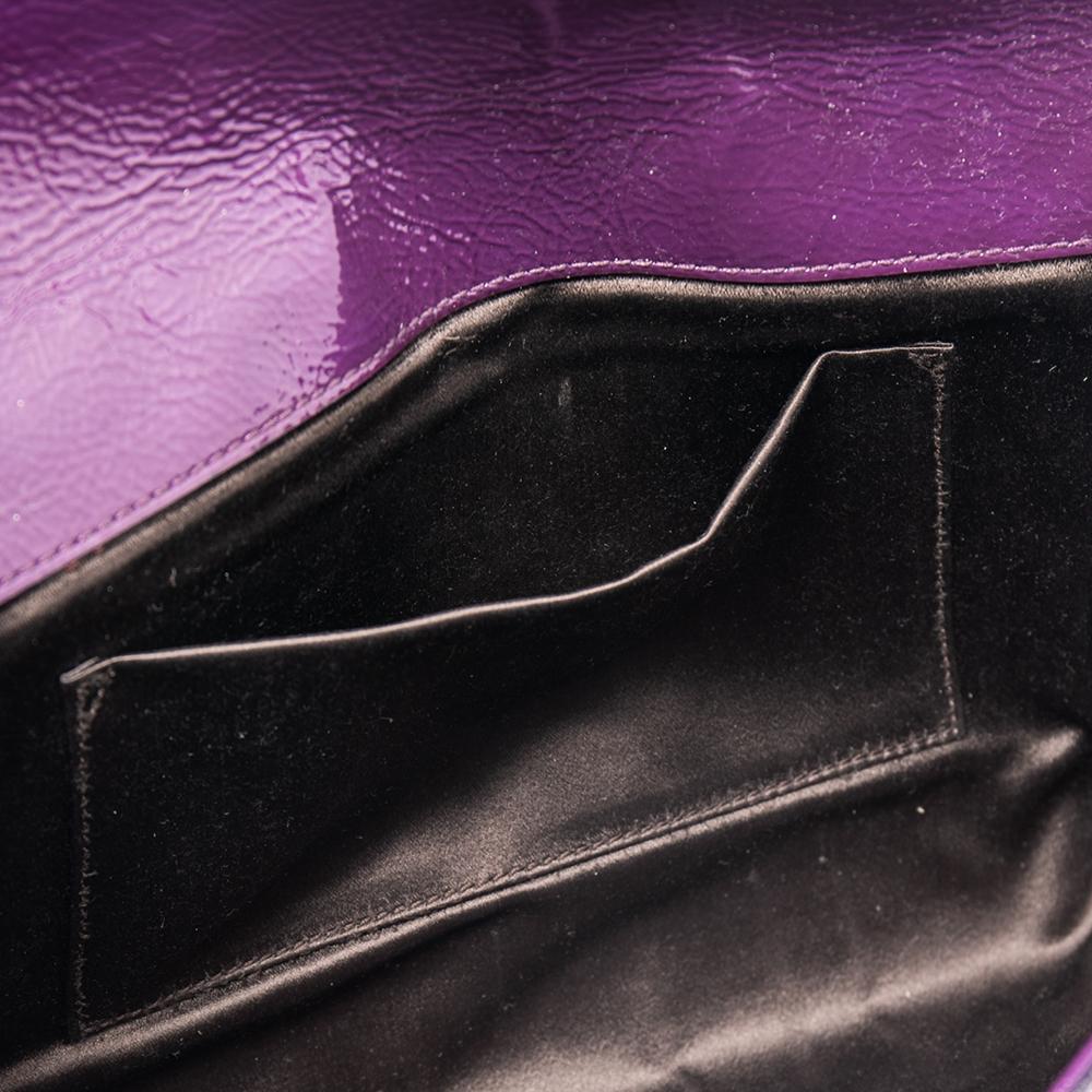 Yves Saint Laurent Purple Patent Leather Belle De Jour Flap Clutch 1