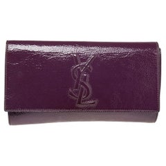 Yves Saint Laurent Purple Patent Leather Belle De Jour Flap Clutch