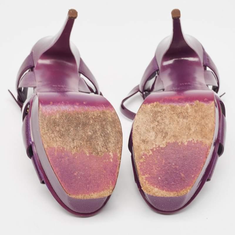 Yves Saint Laurent Purple Patent Leather Tribute Sandals Size 38.5 1