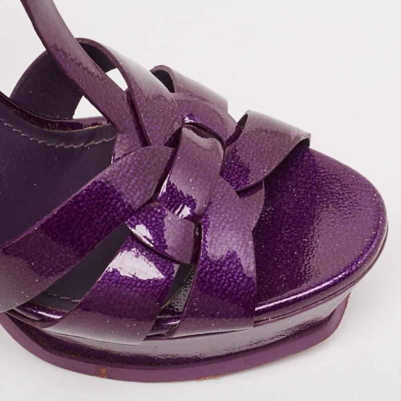 Yves Saint Laurent Purple Patent Leather Tribute Sandals Size 38.5 2