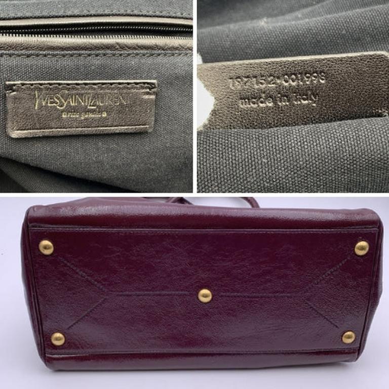 Women's Yves Saint Laurent Purple Patent Majorelle Bag Handbag Satchel