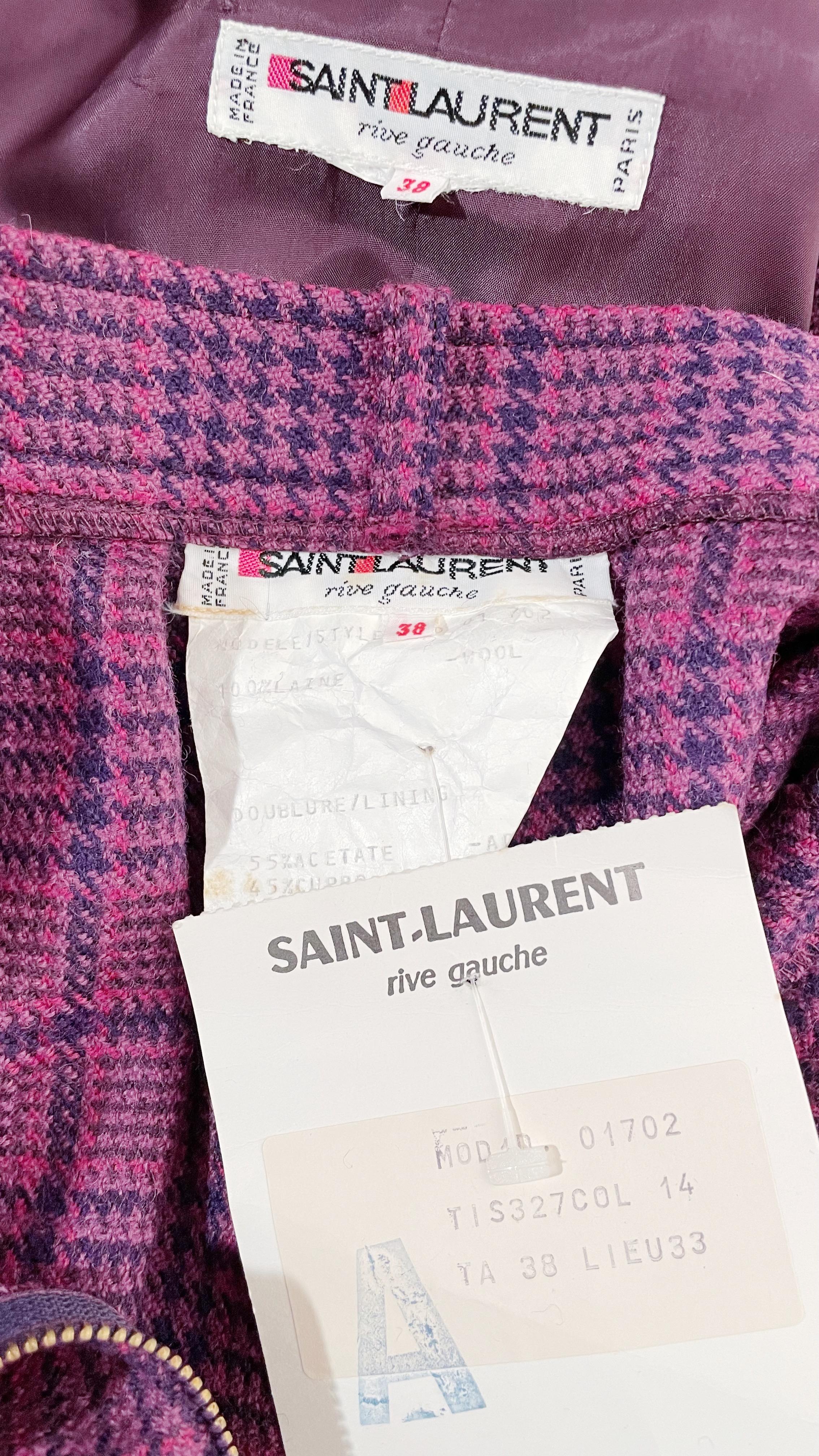 Women's Yves Saint Laurent Purple Plaid Pant Suit  For Sale
