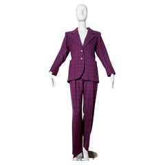 Yves Saint Laurent Purple Plaid Pant Suit 