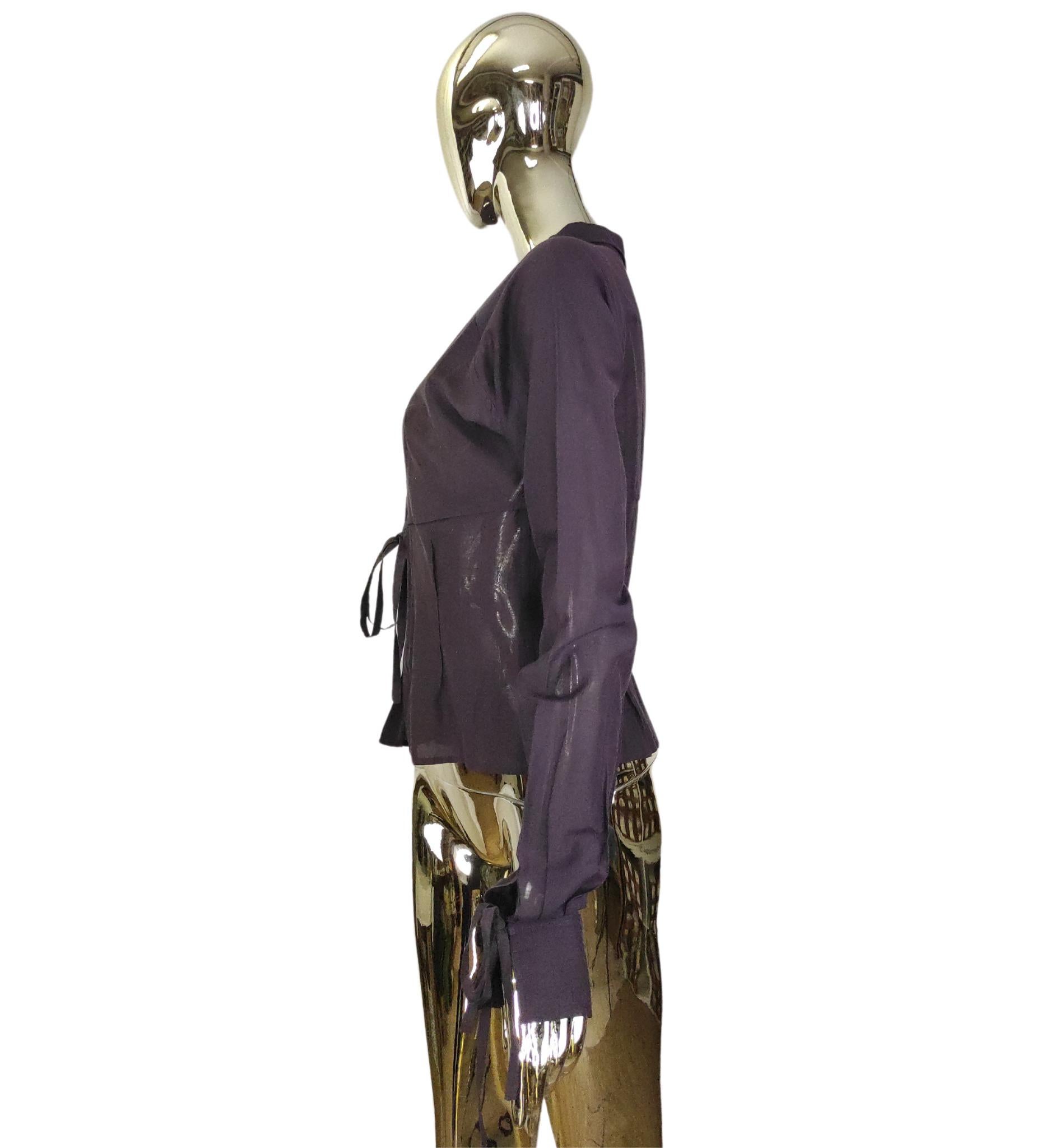Yves Saint Laurent purple ribbons blouse In Good Condition For Sale In Milano, IT
