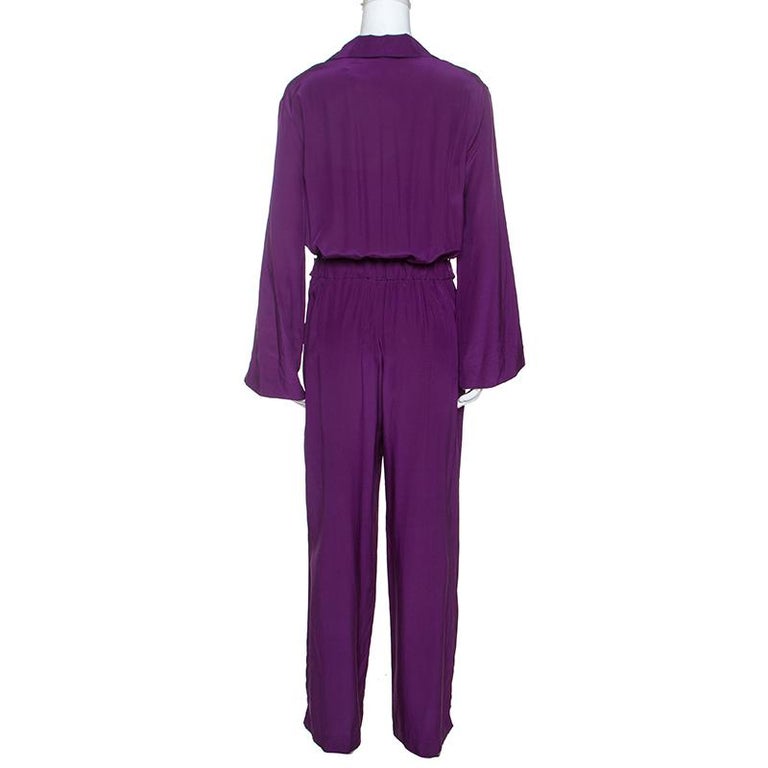 Yves Saint Laurent Purple Silk Pajama Jumpsuit M at 1stDibs | purple ...
