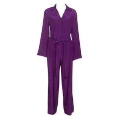 Yves Saint Laurent Purple Silk Pajama Jumpsuit M