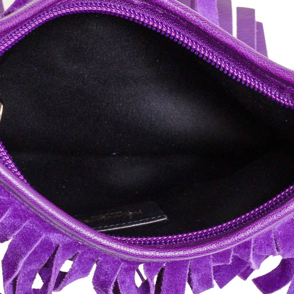 Yves Saint Laurent Purple Suede and Leather Fringe Hobo 3