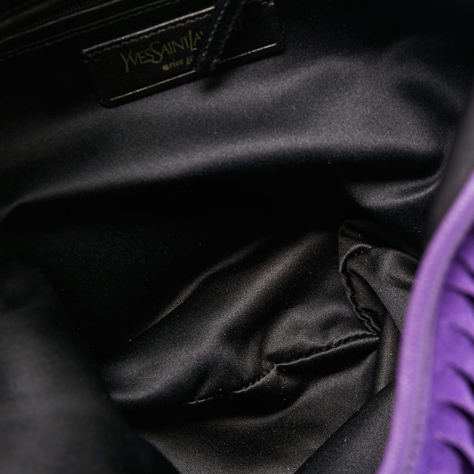 Yves Saint Laurent Purple Suede and Leather La Boheme Fringe Hobo For Sale 1