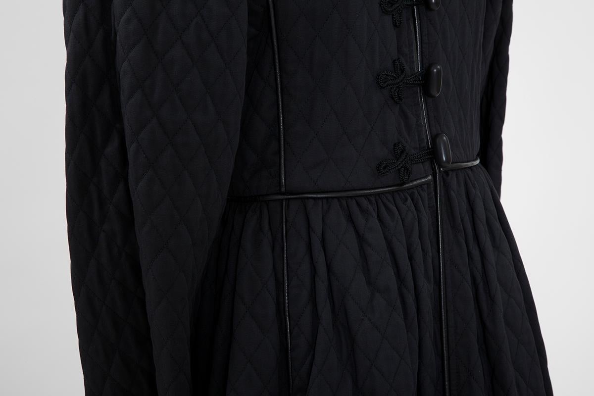 Black Yves Saint Laurent Quilted Hooded Coat, Fall-Winter 1976-1977 For Sale