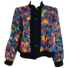 Yves Saint Laurent Quilted Modern Print Challis and Velvet Jacket 1980s