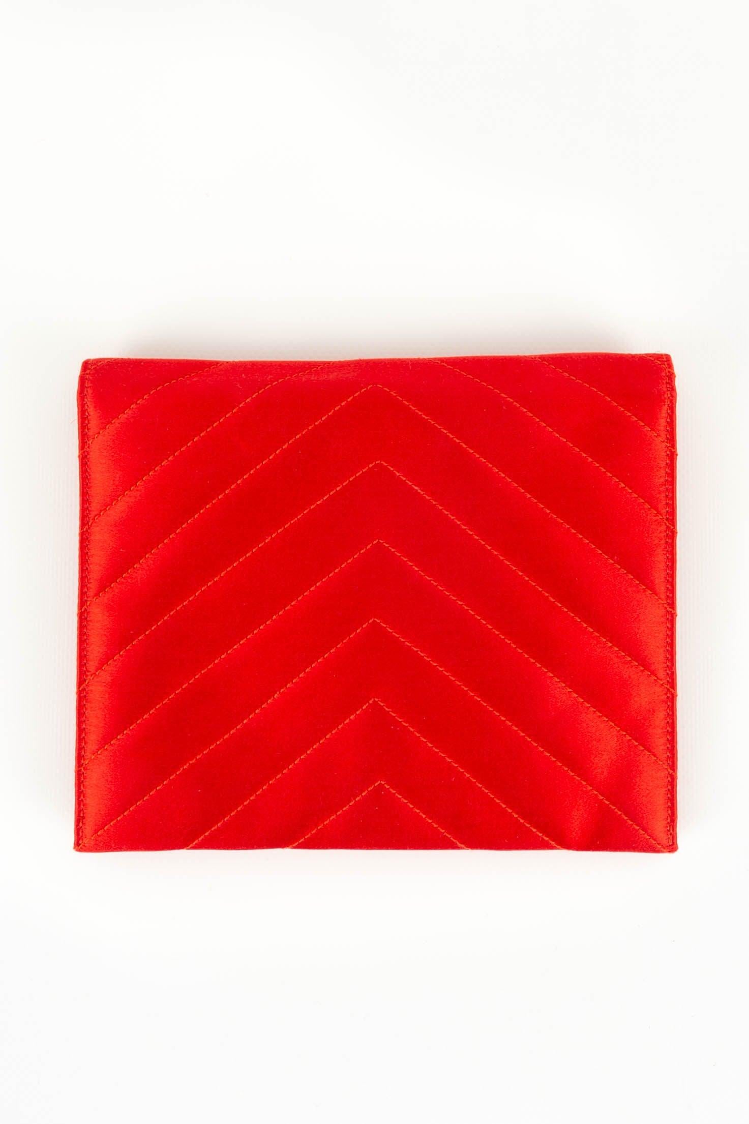 Red Yves Saint Laurent Quilted Satin Clutch For Sale