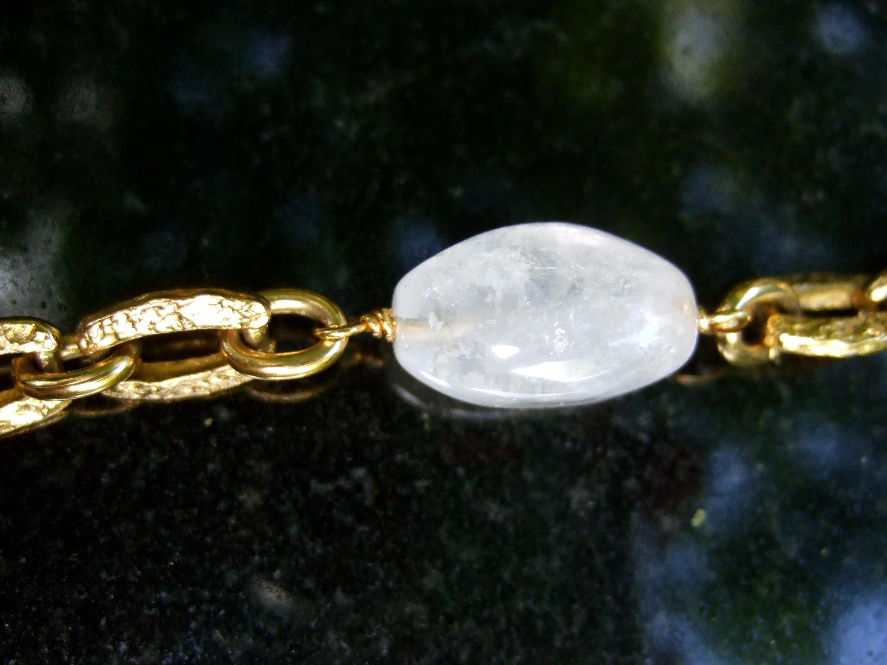 Yves Saint Laurent Rare Crystal Rock Gilt Metal Necklace by Goossens c 1983  For Sale 9
