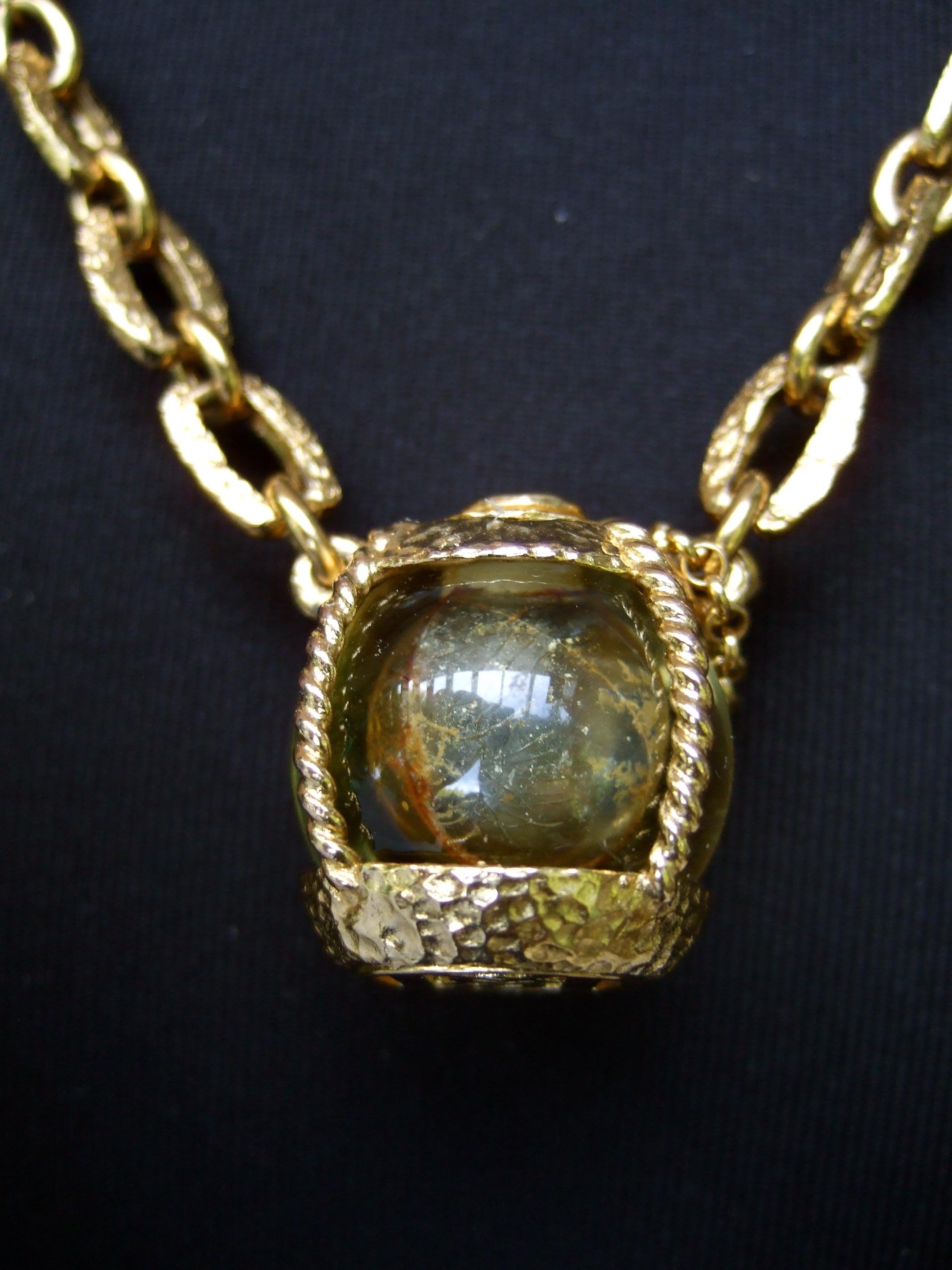 Yves Saint Laurent Rare Crystal Rock Gilt Metal Necklace by Goossens c 1983  For Sale 13