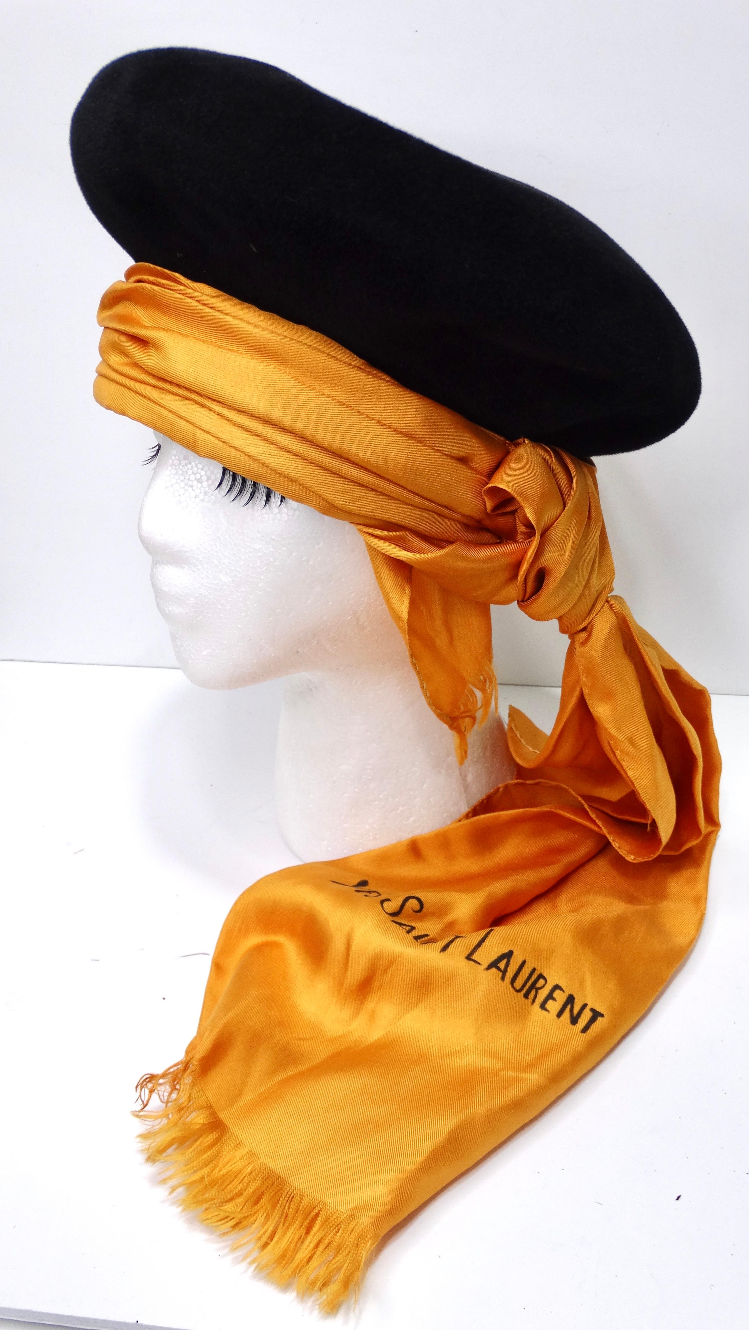 Yves Saint Laurent Rare Hat with Silk Scarf In Excellent Condition For Sale In Scottsdale, AZ