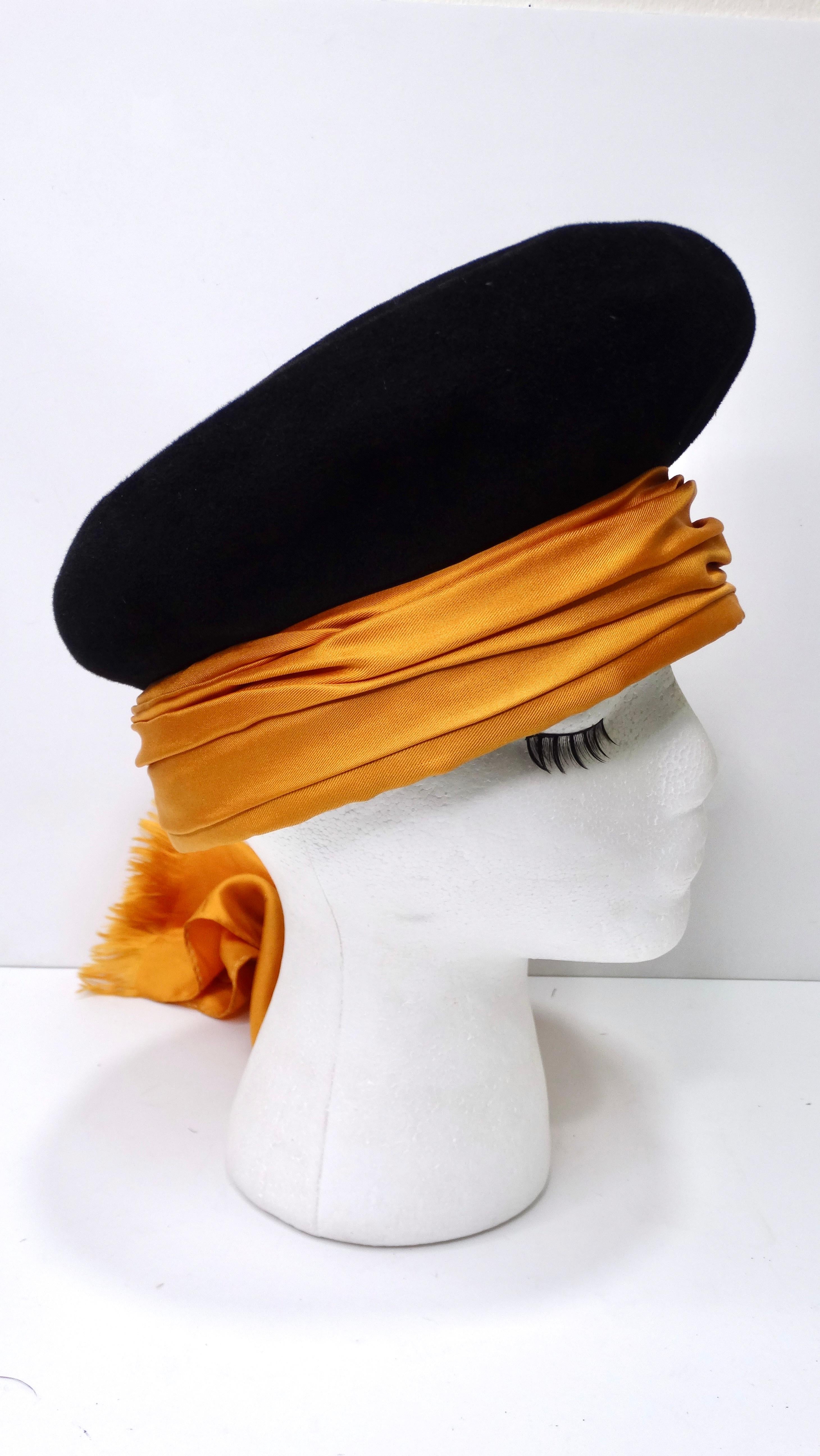 Yves Saint Laurent Rare Hat with Silk Scarf In Excellent Condition For Sale In Scottsdale, AZ