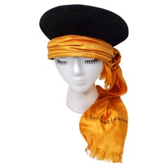 Retro Yves Saint Laurent Rare Hat with Silk Scarf