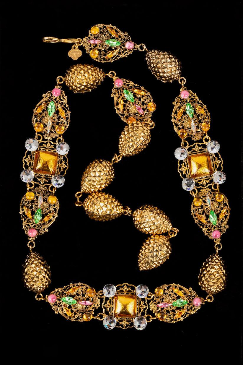 Brown Yves Saint Laurent Rare Jewel Belt, 1989 For Sale