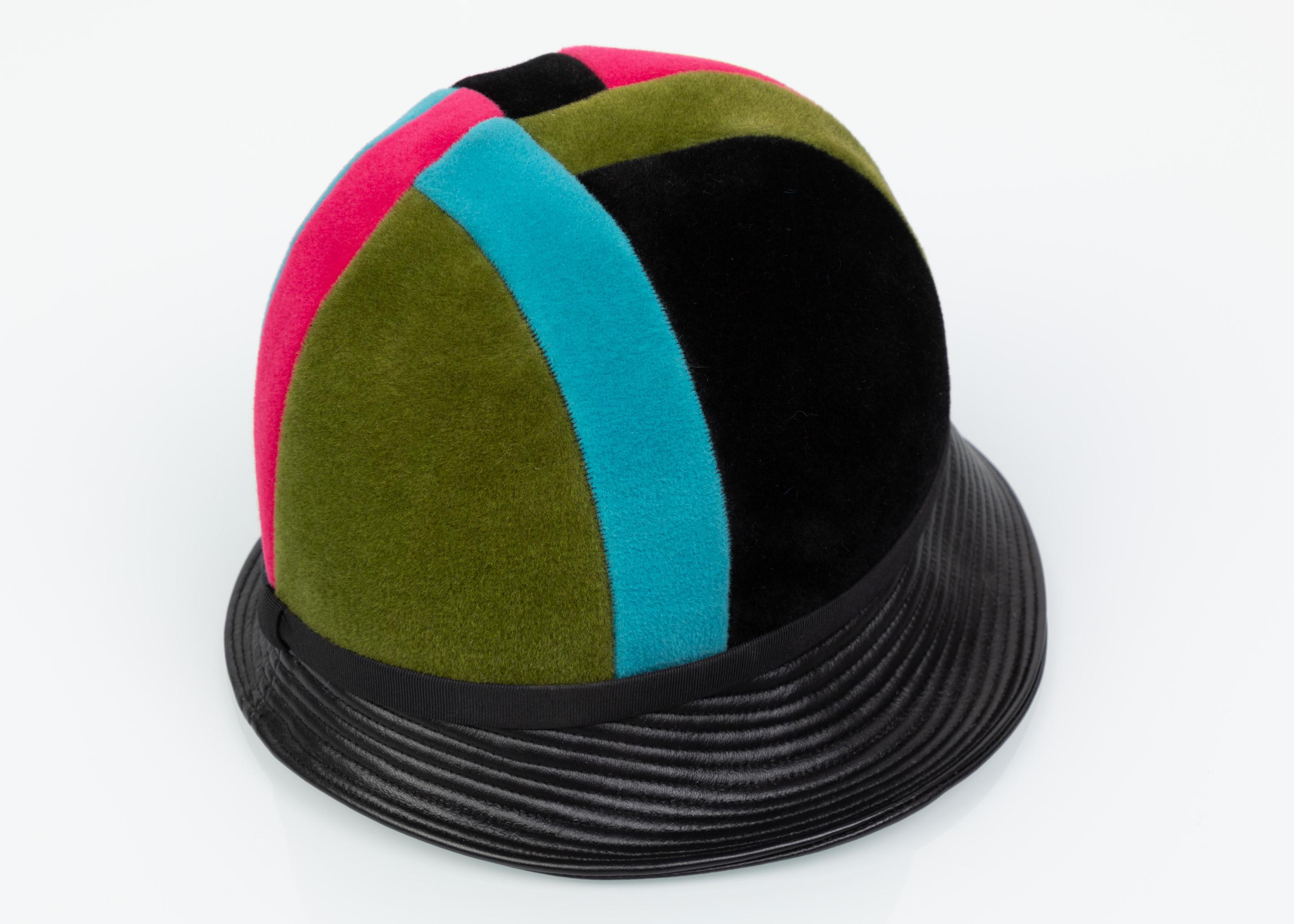 da uomo o donna Yves Saint Laurent Rare Mondrian Color Block Helmet Hat YSL, 1965 in vendita